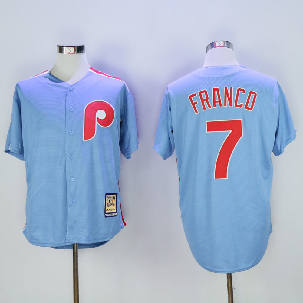 Men Philadelphia Phillies #7 Franco Light Blue Throwback MLB Jerseys